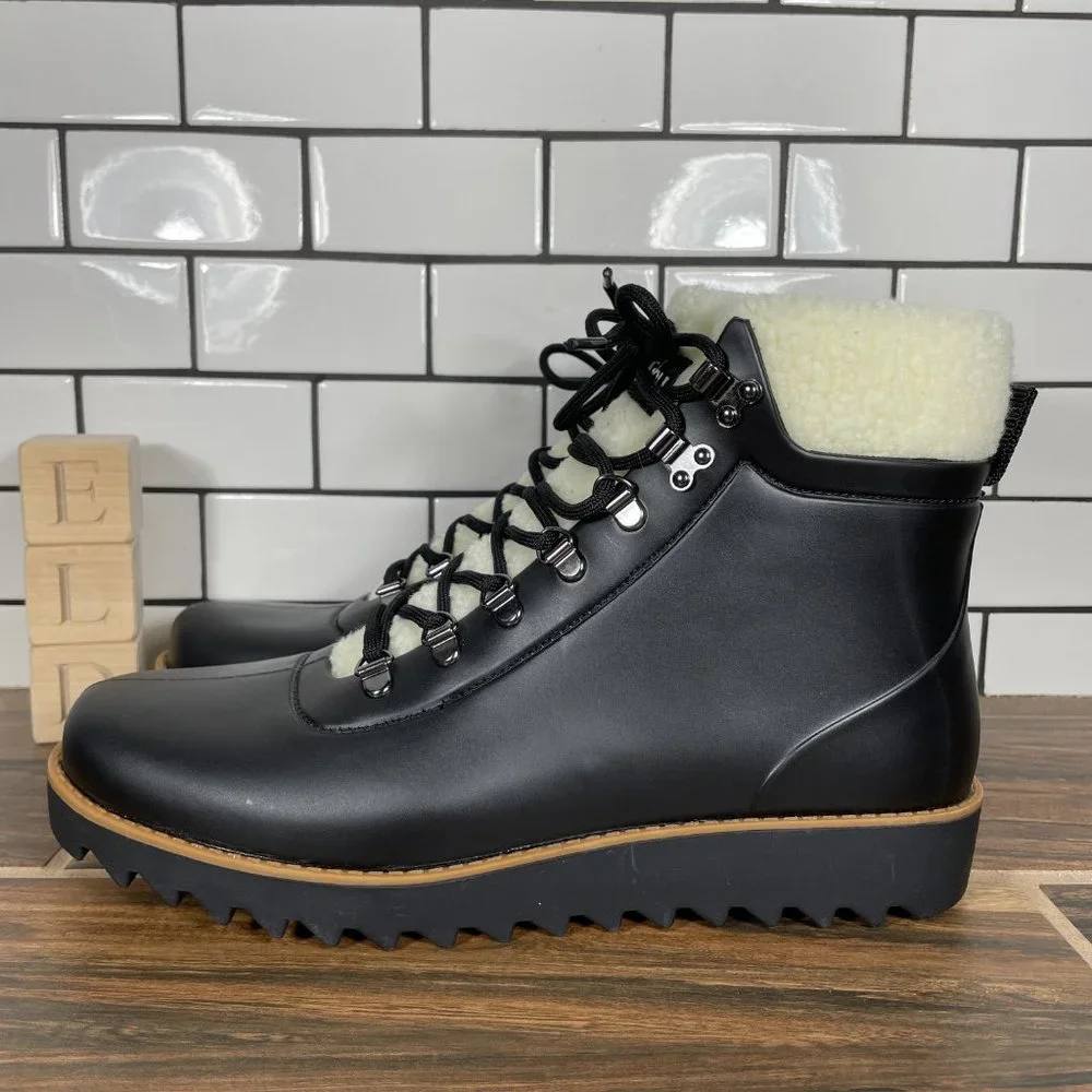 Jambu Rainey Hiker Womens Sz 9.5 Shoes Black Waterproof Faux Fur Ankle Boots NEW